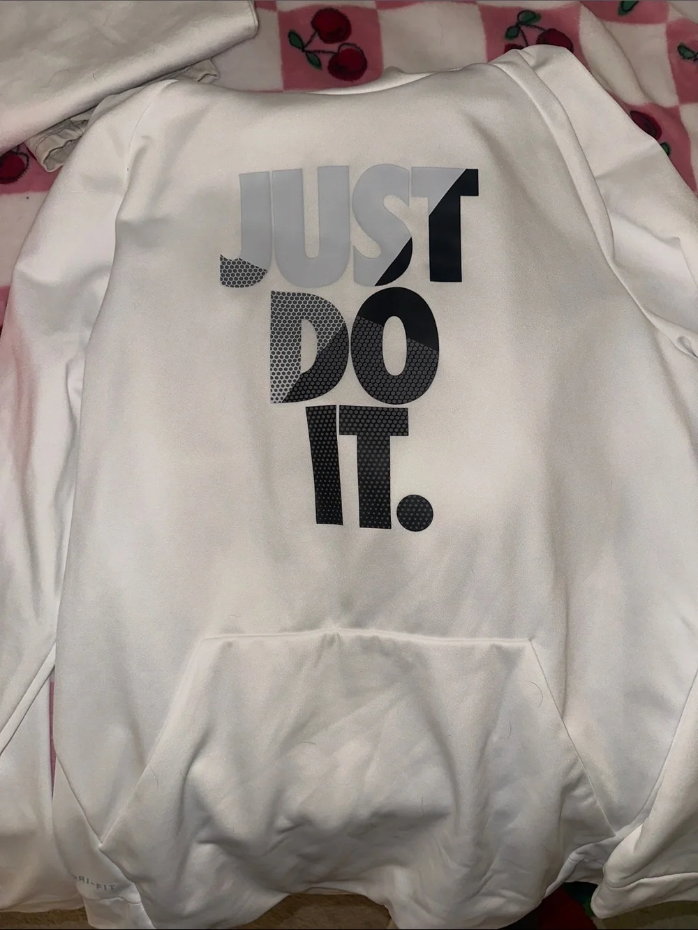 Nike White Womens' 'Just Do It' Pullover Hoodie with Black Logo